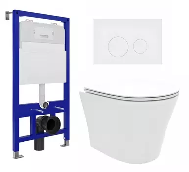 Комплект 3 в 1 инсталляция Enio Tecnico 52 EN8050052 + Унитаз подвесной Enio Neo EN5370588 + кнопка белая матовая