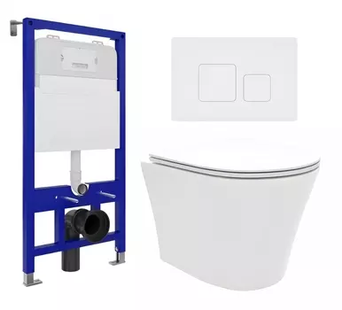 Комплект 3 в 1 инсталляция Enio Tecnico 52 EN8050052 + Унитаз подвесной Enio Neo EN5370588 + кнопка белая матовая