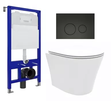 Комплект 3 в 1 инсталляция Enio Tecnico 52 EN8050052 + Унитаз подвесной Enio Neo EN5370588 + кнопка черная матовая