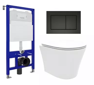 Комплект 3 в 1 инсталляция Enio Tecnico 52 EN8050052 + Унитаз подвесной Enio Neo EN5370588 + кнопка черная матовая
