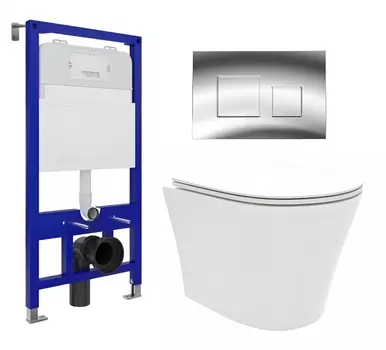 Комплект 3 в 1 инсталляция Enio Tecnico 52 EN8050052 + Унитаз подвесной Enio Neo EN5370588 + кнопка хром