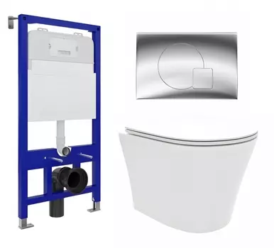 Комплект 3 в 1 инсталляция Enio Tecnico 52 EN8050052 + Унитаз подвесной Enio Neo EN5370588 + кнопка хром