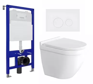Комплект 3 в 1 инсталляция Enio Tecnico 52 EN8050052 + Унитаз подвесной Enio Pulito EN1170052 + кнопка белая матовая