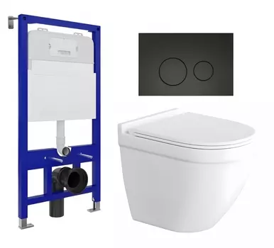 Комплект 3 в 1 инсталляция Enio Tecnico 52 EN8050052 + Унитаз подвесной Enio Pulito EN1170052 + кнопка черная матовая