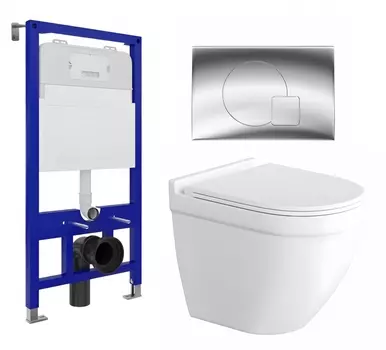 Комплект 3 в 1 инсталляция Enio Tecnico 52 EN8050052 + Унитаз подвесной Enio Pulito EN1170052 + кнопка хром
