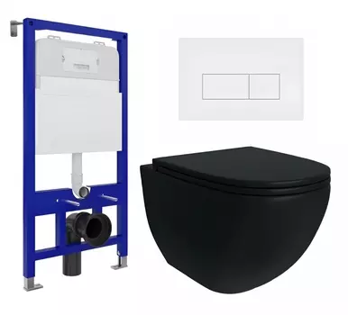 Комплект 3 в 1 инсталляция Enio Tecnico 52 EN8050052 + Унитаз подвесной Enio Unico EN2105073 + кнопка белая матовая