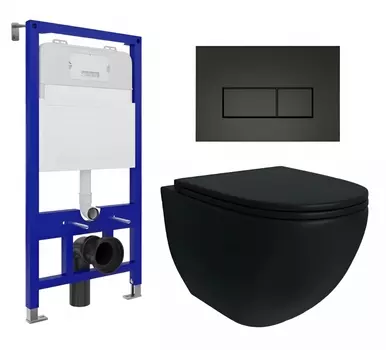 Комплект 3 в 1 инсталляция Enio Tecnico 52 EN8050052 + Унитаз подвесной Enio Unico EN2105073 + кнопка черная матовая
