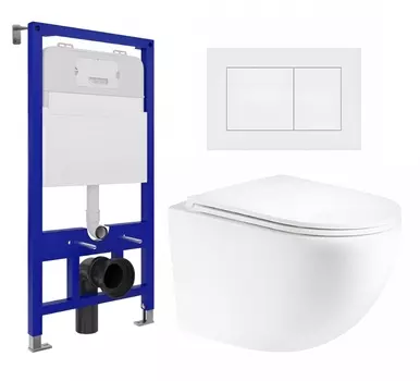 Комплект 3 в 1 инсталляция Enio Tecnico 52 EN8050052 + Унитаз подвесной Enio Unico EN3103895 + кнопка белая матовая