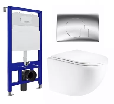 Комплект 3 в 1 инсталляция Enio Tecnico 52 EN8050052 + Унитаз подвесной Enio Unico EN3103895 + кнопка хром