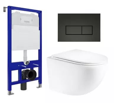 Комплект 3 в 1 инсталляция Enio Tecnico 52 EN8050052 + Унитаз подвесной Enio Unico Tornado EN2105073 + кнопка черная матовая