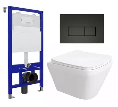Комплект 3 в 1 инсталляция Enio Tecnico 52 EN8050052 + Унитаз подвесной Enio Vicino EN9170544 + кнопка черная матовая