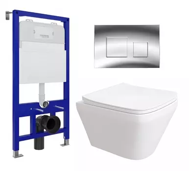 Комплект 3 в 1 инсталляция Enio Tecnico 52 EN8050052 + Унитаз подвесной Enio Vicino EN9170544 + кнопка хром