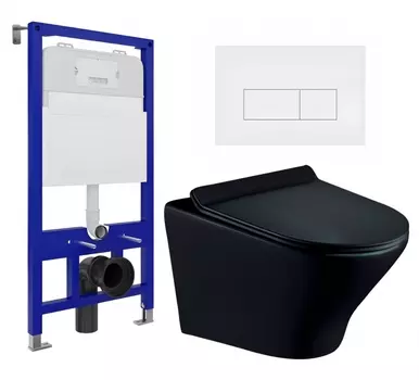 Комплект 3 в 1 инсталляция Enio Tecnico 52 EN8050052 + Унитаз подвесной Esbano Aster ESUPASTEBM + кнопка белая матовая