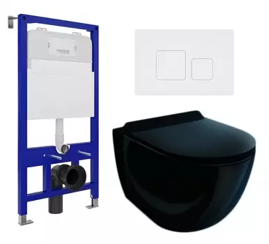Комплект 3 в 1 инсталляция Enio Tecnico 52 EN8050052 + Унитаз подвесной Esbano Garcia ESUPGARCB + кнопка белая матовая