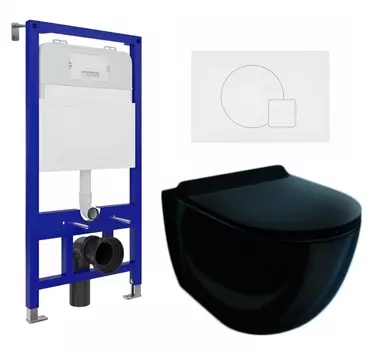 Комплект 3 в 1 инсталляция Enio Tecnico 52 EN8050052 + Унитаз подвесной Esbano Garcia ESUPGARCB + кнопка белая матовая