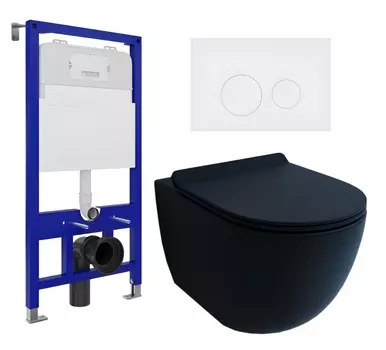 Комплект 3 в 1 инсталляция Enio Tecnico 52 EN8050052 + Унитаз подвесной Esbano Garcia + кнопка белая матовая