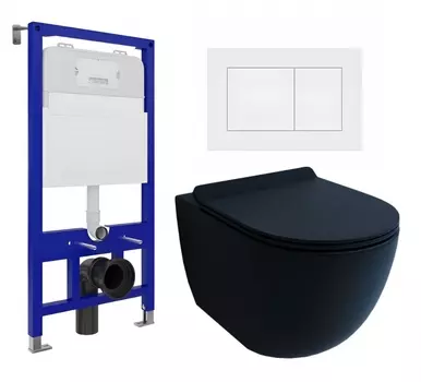 Комплект 3 в 1 инсталляция Enio Tecnico 52 EN8050052 + Унитаз подвесной Esbano Garcia + кнопка белая матовая