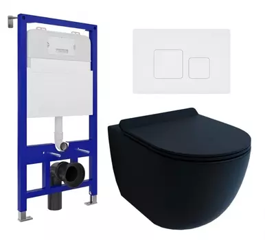 Комплект 3 в 1 инсталляция Enio Tecnico 52 EN8050052 + Унитаз подвесной Esbano Garcia + кнопка белая матовая