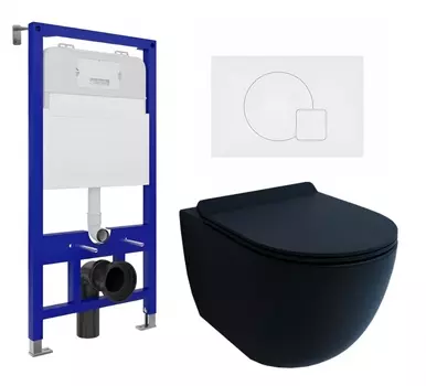 Комплект 3 в 1 инсталляция Enio Tecnico 52 EN8050052 + Унитаз подвесной Esbano Garcia + кнопка белая матовая