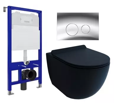 Комплект 3 в 1 инсталляция Enio Tecnico 52 EN8050052 + Унитаз подвесной Esbano Garcia + кнопка хром