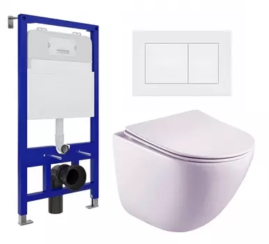 Комплект 3 в 1 инсталляция Enio Tecnico 52 EN8050052 + Унитаз подвесной Esbano Lotus ESUPLOTUW + кнопка белая матовая