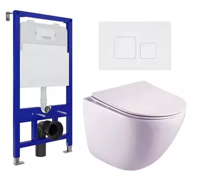 Комплект 3 в 1 инсталляция Enio Tecnico 52 EN8050052 + Унитаз подвесной Esbano Lotus ESUPLOTUW + кнопка белая матовая