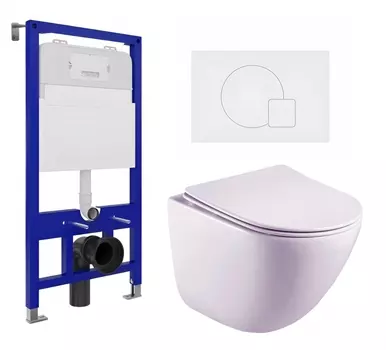 Комплект 3 в 1 инсталляция Enio Tecnico 52 EN8050052 + Унитаз подвесной Esbano Lotus ESUPLOTUW + кнопка белая матовая
