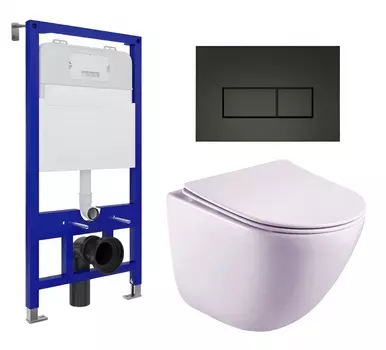 Комплект 3 в 1 инсталляция Enio Tecnico 52 EN8050052 + Унитаз подвесной Esbano Lotus ESUPLOTUW + кнопка черная матовая