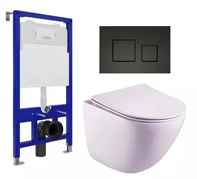 Комплект 3 в 1 инсталляция Enio Tecnico 52 EN8050052 + Унитаз подвесной Esbano Lotus ESUPLOTUW + кнопка черная матовая