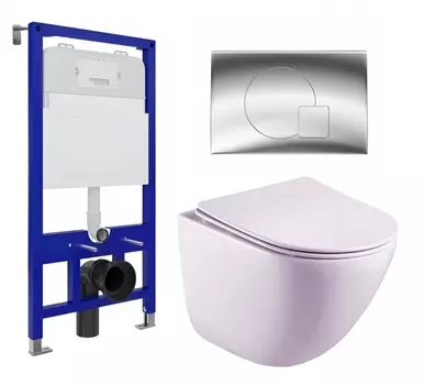 Комплект 3 в 1 инсталляция Enio Tecnico 52 EN8050052 + Унитаз подвесной Esbano Lotus ESUPLOTUW + кнопка хром