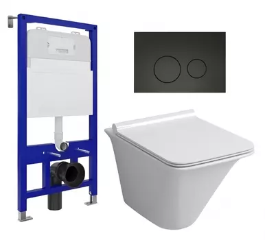Комплект 3 в 1 инсталляция Enio Tecnico 52 EN8050052 + Унитаз подвесной Grossman GR-4413S + кнопка черная матовая