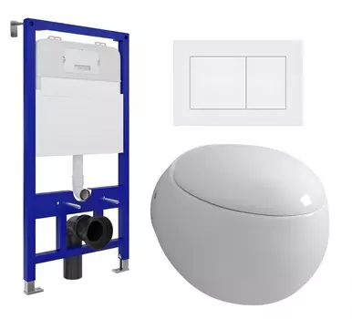 Комплект 3 в 1 инсталляция Enio Tecnico 52 EN8050052 + Унитаз подвесной Grossman GR-4442 + кнопка белая матовая