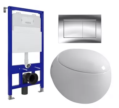 Комплект 3 в 1 инсталляция Enio Tecnico 52 EN8050052 + Унитаз подвесной Grossman GR-4442 + кнопка хром