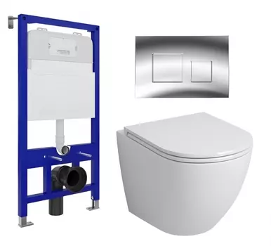 Комплект 3 в 1 инсталляция Enio Tecnico 52 EN8050052 + Унитаз подвесной Grossman GR-4455S + кнопка хром