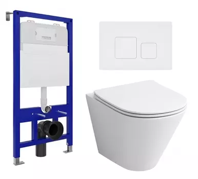 Комплект 3 в 1 инсталляция Enio Tecnico 52 EN8050052 + Унитаз подвесной Grossman GR-4477S + кнопка белая матовая