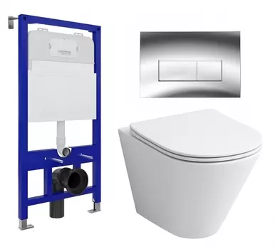 Комплект 3 в 1 инсталляция Enio Tecnico 52 EN8050052 + Унитаз подвесной Grossman GR-4477S + кнопка хром