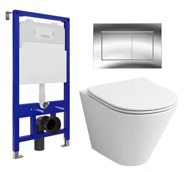 Комплект 3 в 1 инсталляция Enio Tecnico 52 EN8050052 + Унитаз подвесной Grossman GR-4477S + кнопка хром