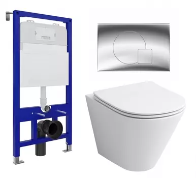 Комплект 3 в 1 инсталляция Enio Tecnico 52 EN8050052 + Унитаз подвесной Grossman GR-4477S + кнопка хром