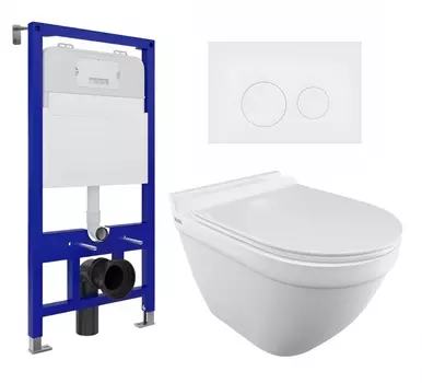 Комплект 3 в 1 инсталляция Enio Tecnico 52 EN8050052 + Унитаз подвесной Iddis Cloud CLORDSEi25 + кнопка белая матовая