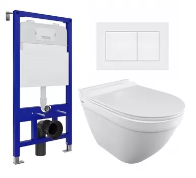 Комплект 3 в 1 инсталляция Enio Tecnico 52 EN8050052 + Унитаз подвесной Iddis Cloud CLORDSEi25 + кнопка белая матовая