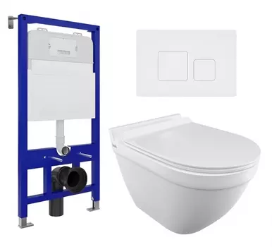 Комплект 3 в 1 инсталляция Enio Tecnico 52 EN8050052 + Унитаз подвесной Iddis Cloud CLORDSEi25 + кнопка белая матовая