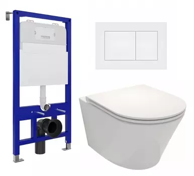 Комплект 3 в 1 инсталляция Enio Tecnico 52 EN8050052 + Унитаз подвесной Jacob Delafon Rodin+ EDY102-00 + кнопка белая матовая
