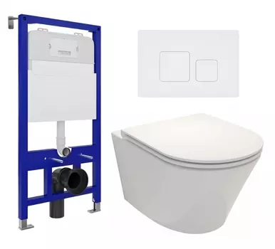 Комплект 3 в 1 инсталляция Enio Tecnico 52 EN8050052 + Унитаз подвесной Jacob Delafon Rodin+ EDY102-00 + кнопка белая матовая