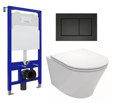 Комплект 3 в 1 инсталляция Enio Tecnico 52 EN8050052 + Унитаз подвесной Jacob Delafon Rodin+ EDY102-00 + кнопка черная матовая