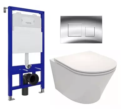 Комплект 3 в 1 инсталляция Enio Tecnico 52 EN8050052 + Унитаз подвесной Jacob Delafon Rodin+ EDY102-00 + кнопка хром
