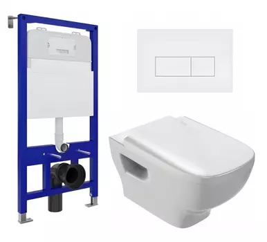 Комплект 3 в 1 инсталляция Enio Tecnico 52 EN8050052 + Унитаз подвесной Jacob Delafon Struktura EDE102-00 + кнопка белая матовая