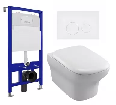 Комплект 3 в 1 инсталляция Enio Tecnico 52 EN8050052 + Унитаз подвесной Jacob Delafon Vox EDM102-00 + кнопка белая матовая