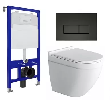 Комплект 3 в 1 инсталляция Enio Tecnico 52 EN8050052 + Унитаз подвесной Owl 1975 Cirkel-H + кнопка черная матовая