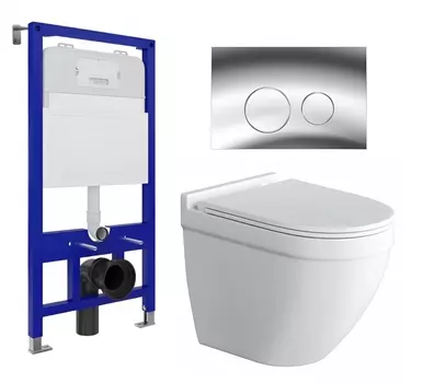 Комплект 3 в 1 инсталляция Enio Tecnico 52 EN8050052 + Унитаз подвесной Owl 1975 Cirkel-H + кнопка хром