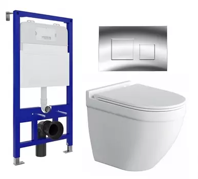 Комплект 3 в 1 инсталляция Enio Tecnico 52 EN8050052 + Унитаз подвесной Owl 1975 Cirkel-H + кнопка хром